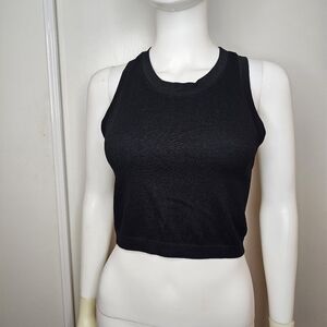 Velocity Black Ribbed Crop Active Tank Top Womens Size Small Fitness Workout Top